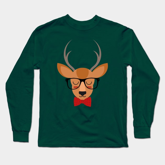 Hipster Deer Long Sleeve T-Shirt by kareffer